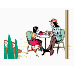 矢量图一对母女