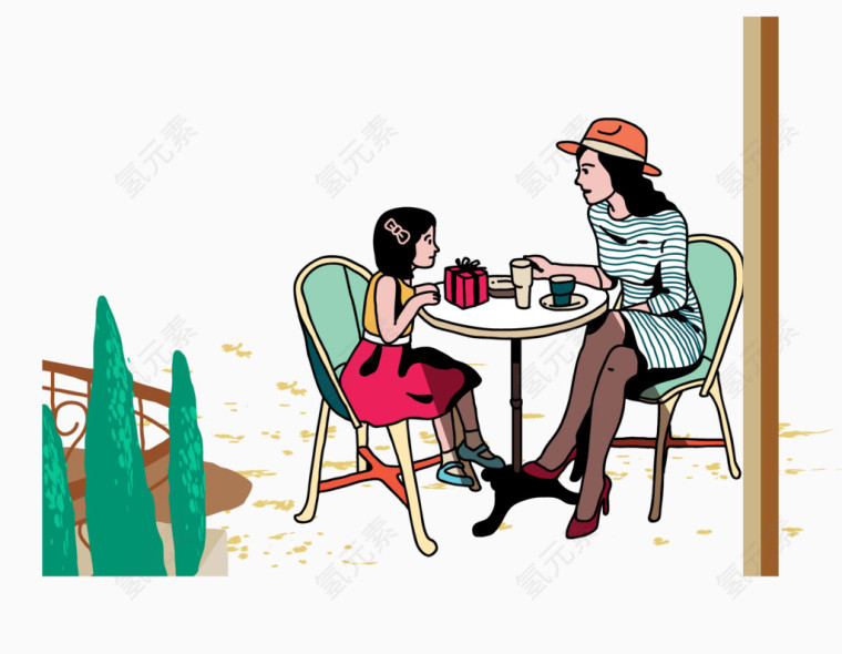 矢量图一对母女