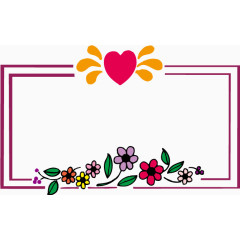 花朵爱心边框矢量