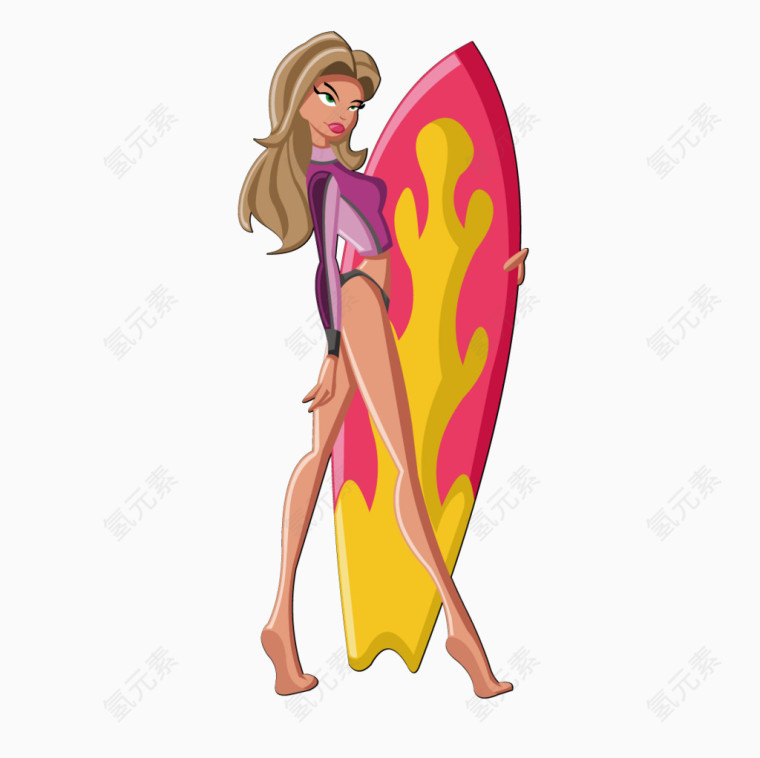 拿冲浪板的女孩