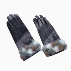 可爱麂皮加绒毛加厚骑车手套