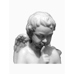 竖食指思考的小孩石像