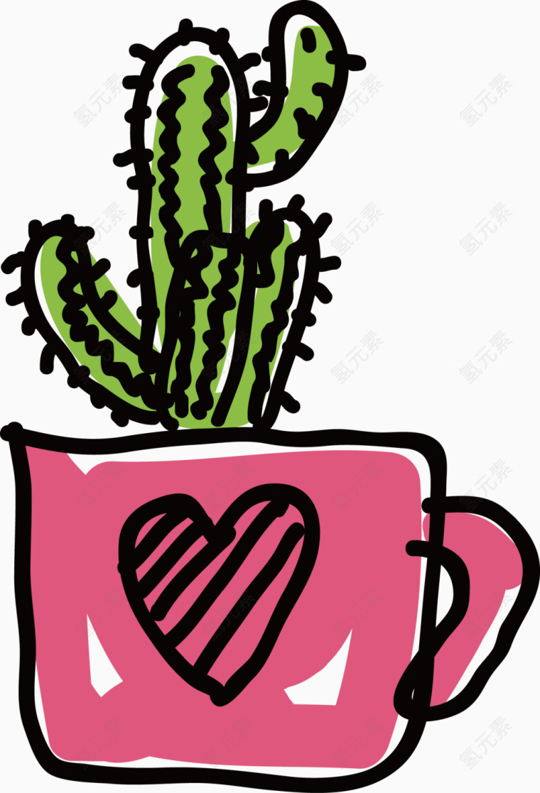 爱心水杯栽带刺仙人球