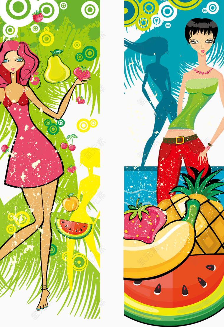 夏日度假女郎插图矢量图