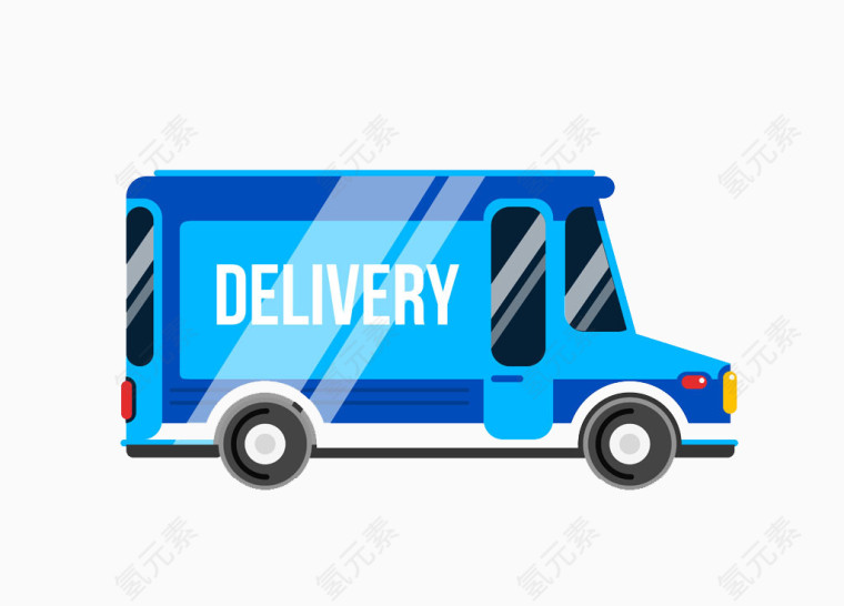 卡通手绘蓝色卡通货车