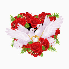 矢量爱心玫瑰花