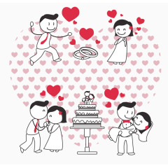 可爱卡通结婚小人