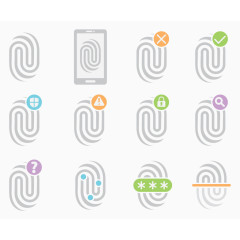 指纹解锁指纹识别矢量图标