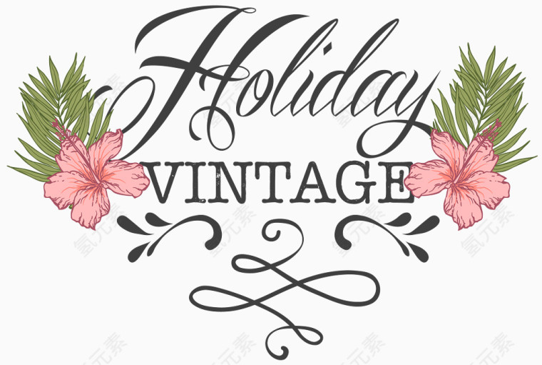 花朵黑色简单线条装饰图