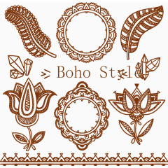 波西米亚风格装饰矢量