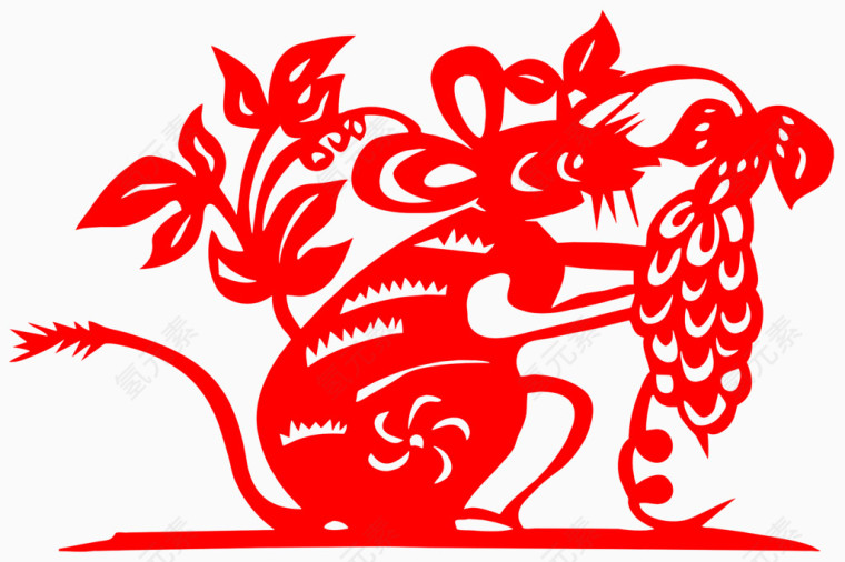中国风剪纸十二生肖兔