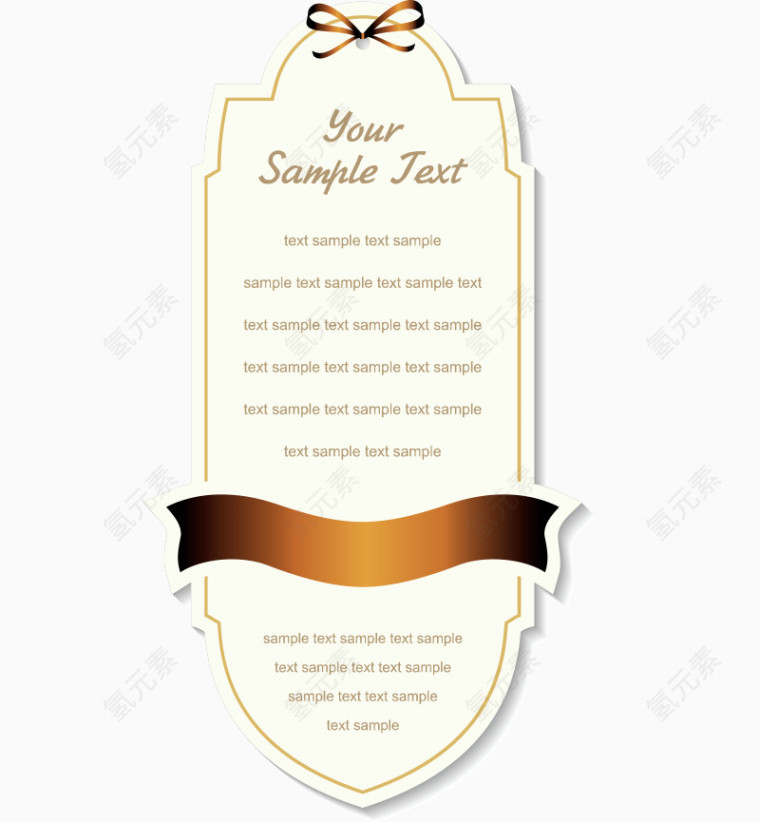 矢量亮金色闪亮标签英文排版蝴蝶结彩带
