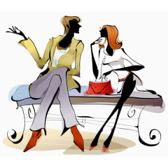 时尚男女的讨论插画