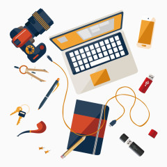 矢量电脑办公和学习素材