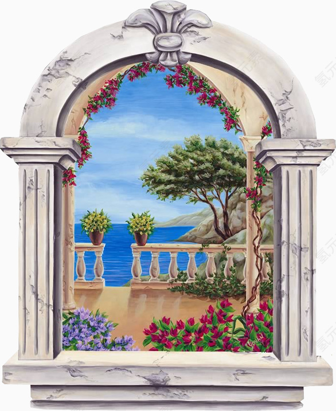 海边景色插画