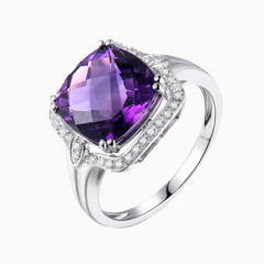 紫色宝石戒指实物图
