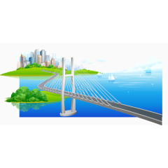 矢量美丽城市高架桥手绘素材