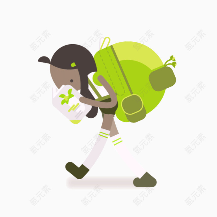 卡通读书的小女孩