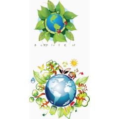 绿色绿草拼接水滴图标