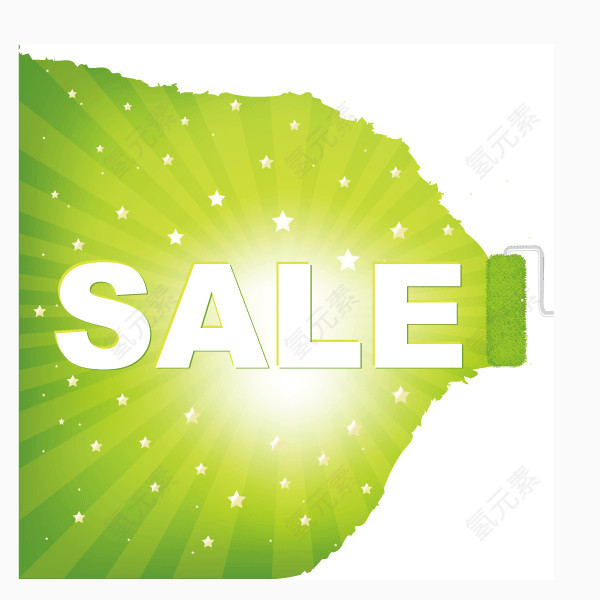 sale 销售 海报banner字体 发光绿色背景 刷墙