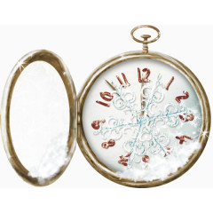 卡通装饰雪花怀表时钟