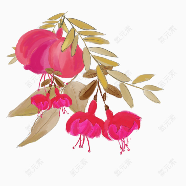 简单枚红色小花