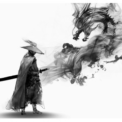 水墨武侠和龙免抠素材