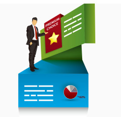 矢量ppt素材思考商务会议五角星