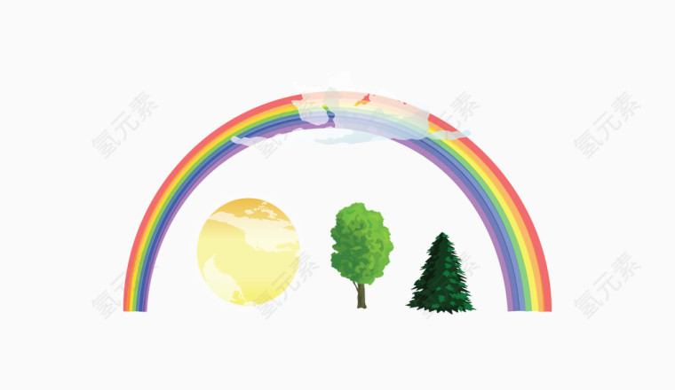 矢量彩虹桥月亮树