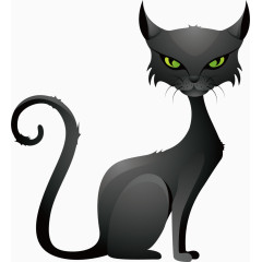 矢量创意设计万圣节黑色小猫图标