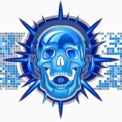 蓝色时尚质感骷髅图形