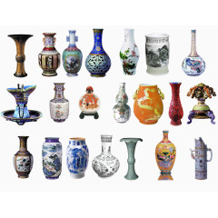 中国古代青花瓷花瓶免抠素材