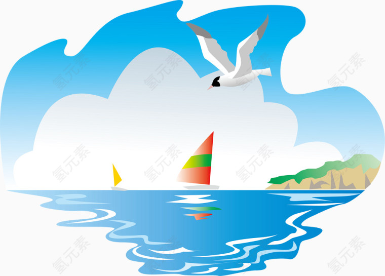 矢量夏日海边背景素材