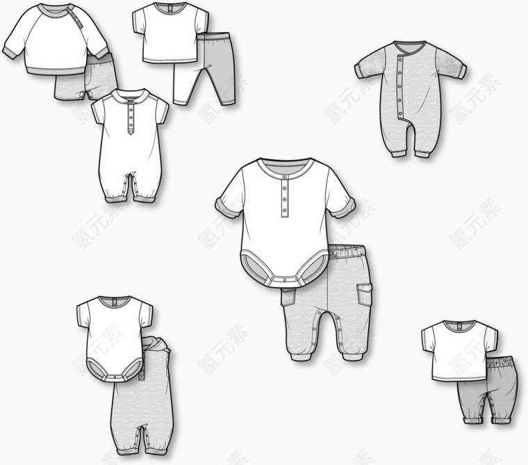 矢量童装版型设计图
