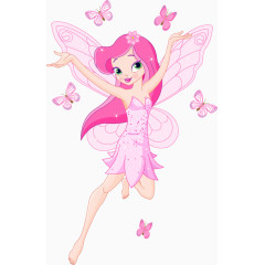 卡通粉红色蝴蝶花仙子