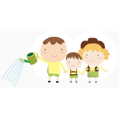 植树节卡通人浇水