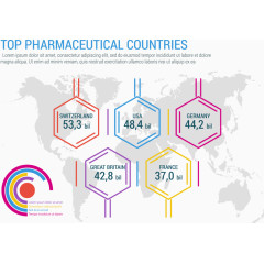医药领先国家信息图表矢量