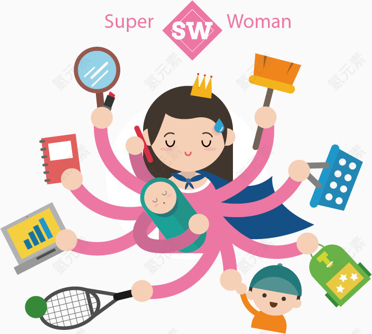 超级妈妈矢量图