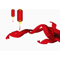 红丝带和灯笼免抠素材