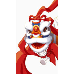 手绘彩带舞狮