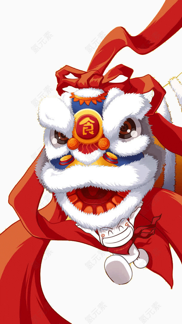 手绘彩带舞狮