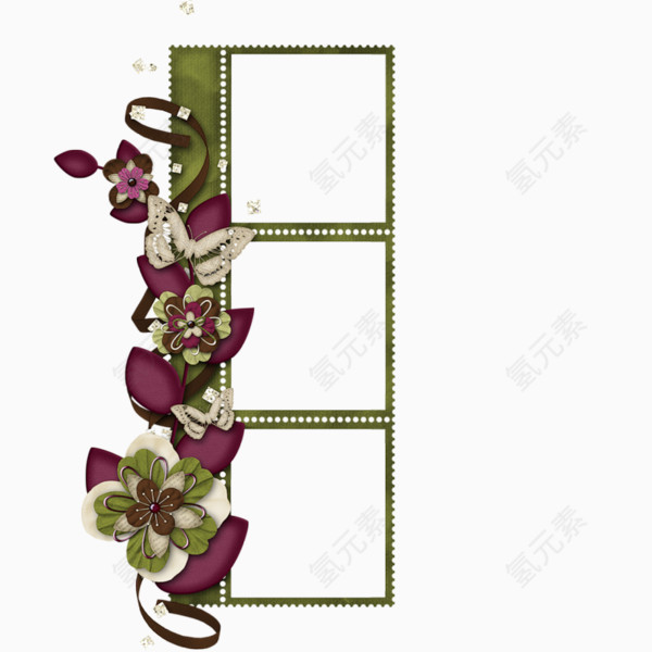 三人行花卉边框