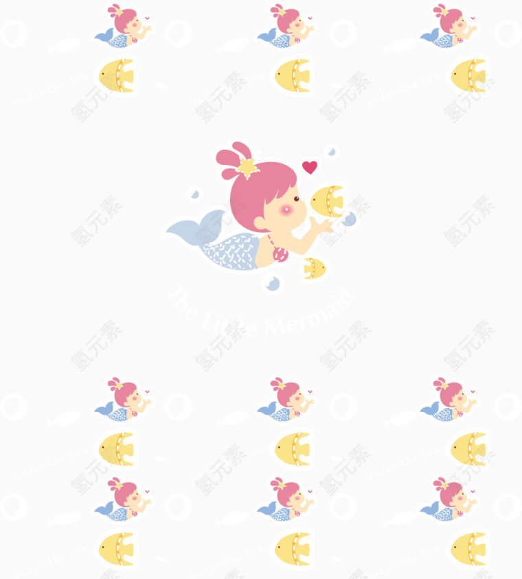 卡通可爱鱼底纹