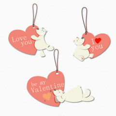 3款白熊爱心挂牌矢量素材