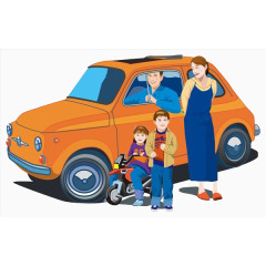 全家坐车去旅游