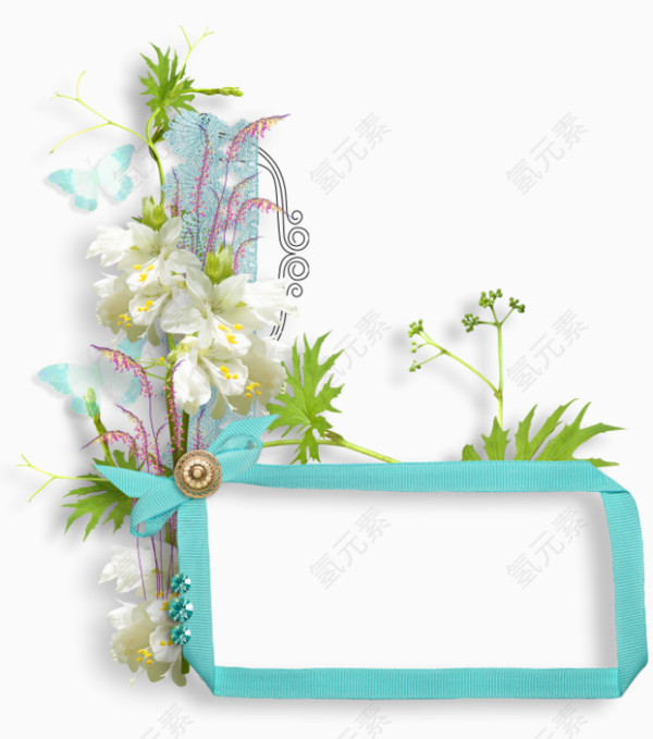 天蓝色花纹边框相框