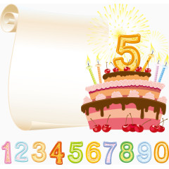 矢量生日蛋糕和数字