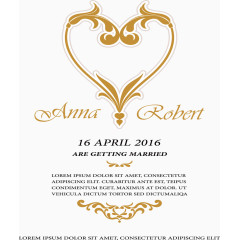 矢量金色爱心邀请函