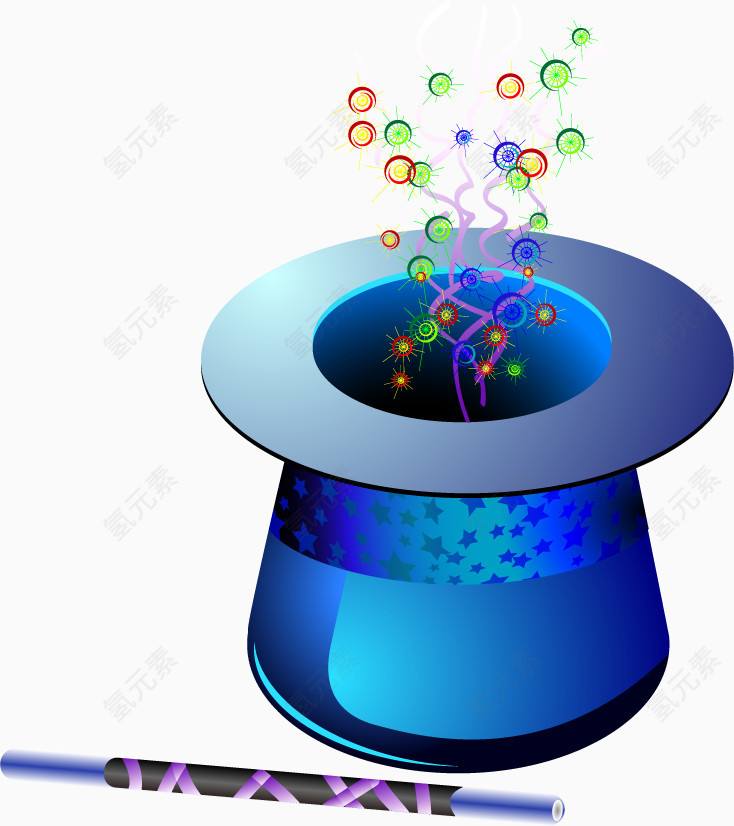 矢量蓝色魔术帽子