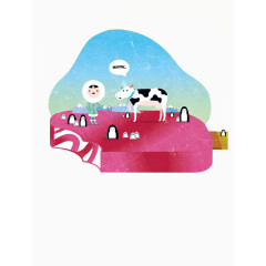 奶牛站在雪糕上